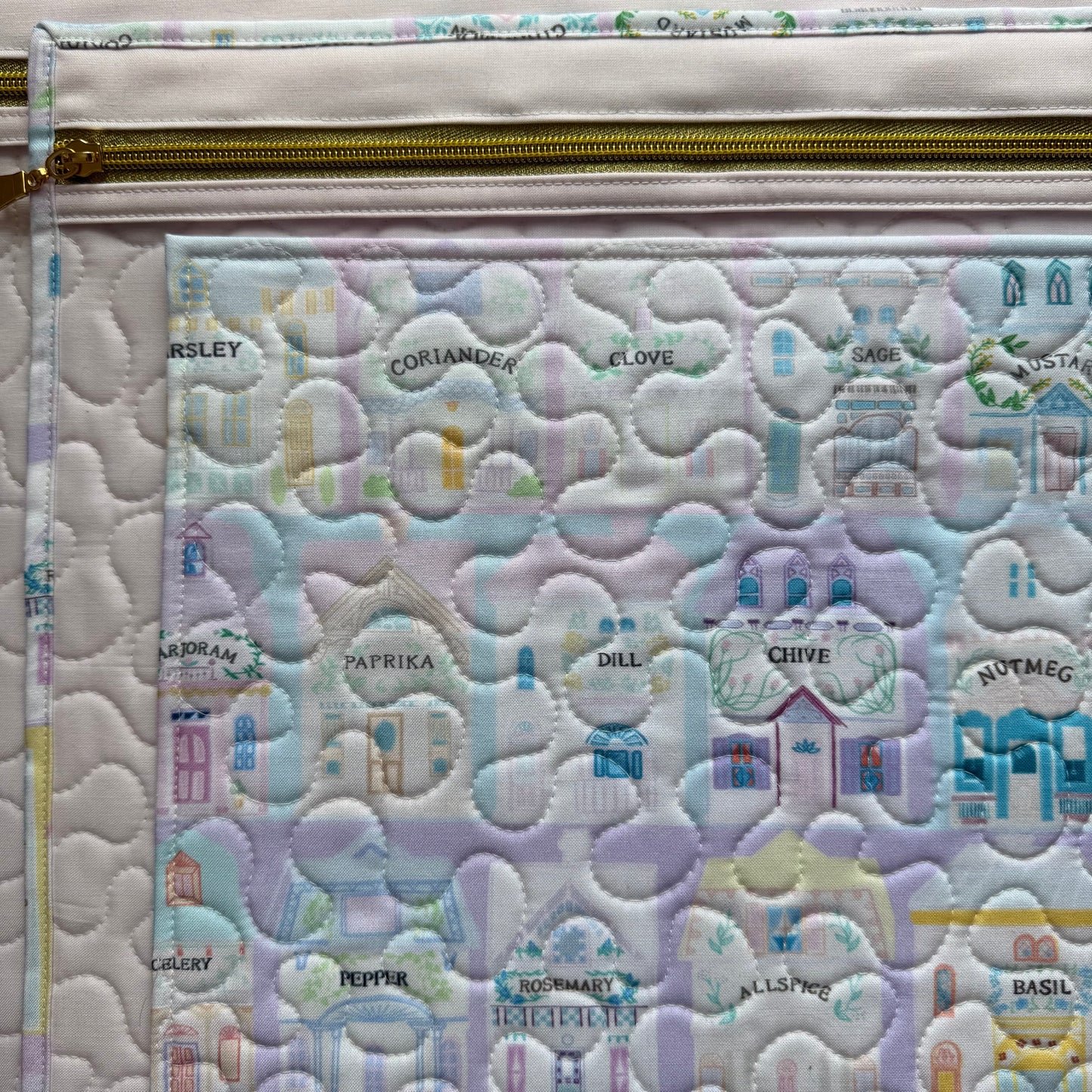 Pastel Spice Houses (Light Pink Lining) Project Bag