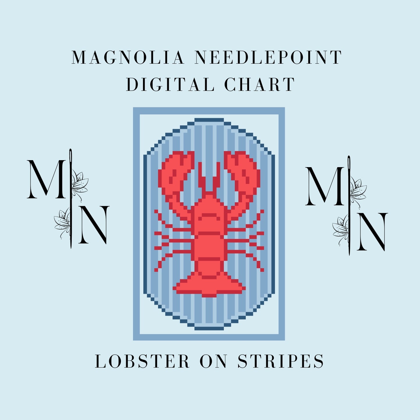 Lobster On Stripes Digital Download Needlepoint Chart