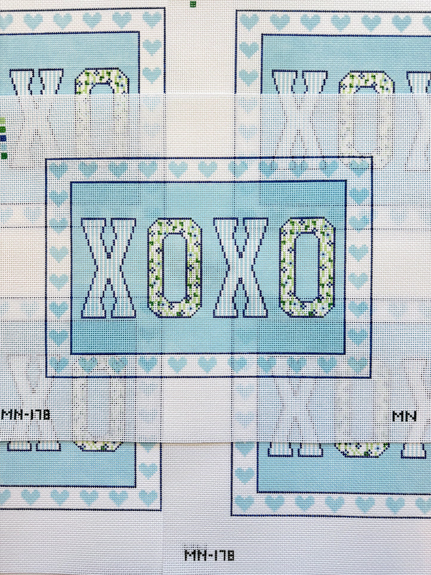 XOXO Block Letters on Blue Lumbar Pillow