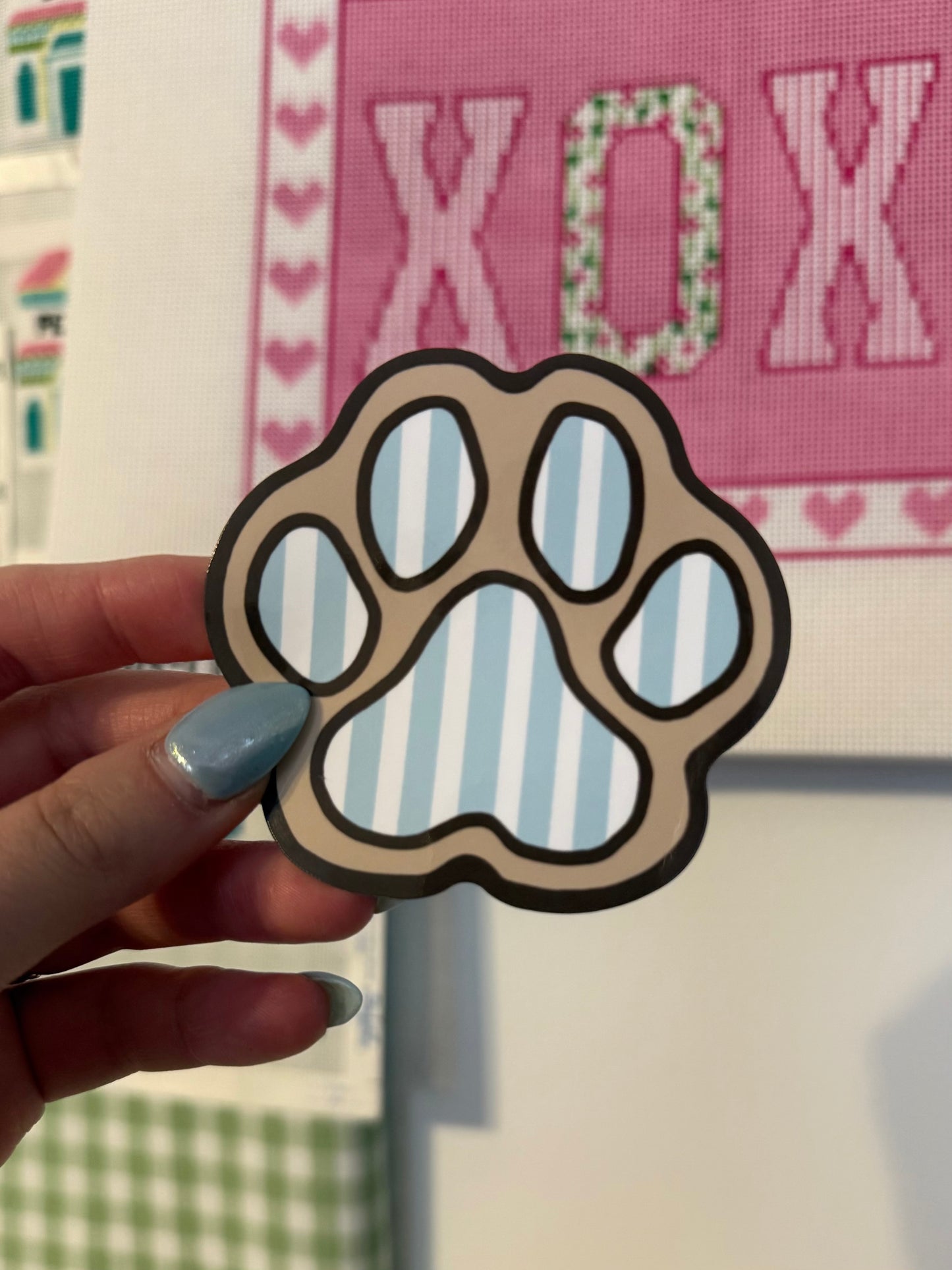 Blue Striped Paw Sticker