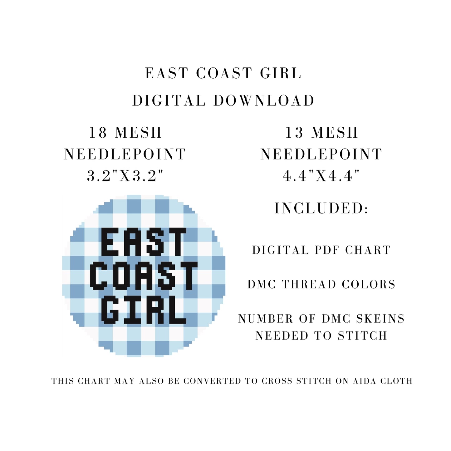 East Coast Girl Digital Download Needlepoint Chart