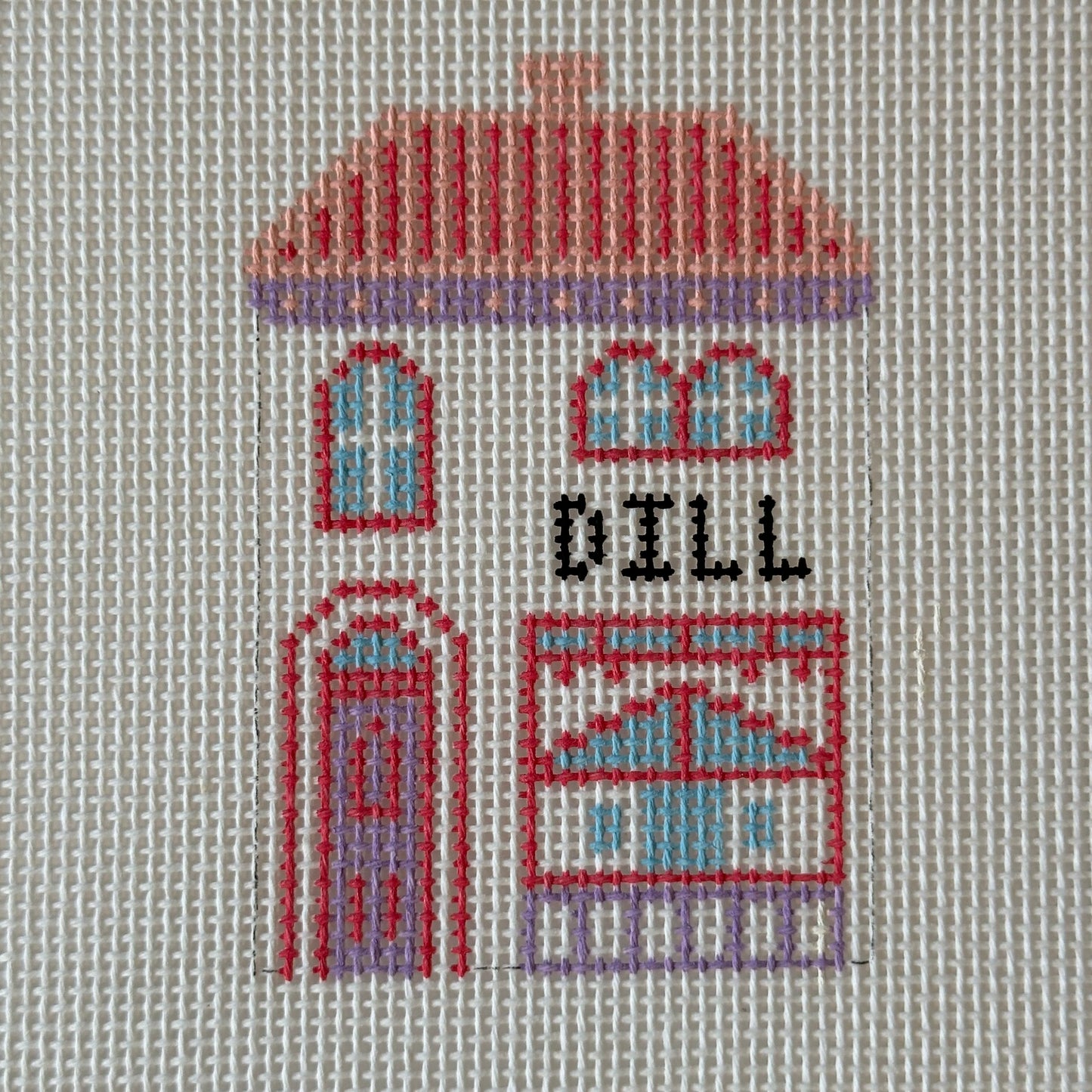 Dill Village House Hand Painted Needlepoint Canvas