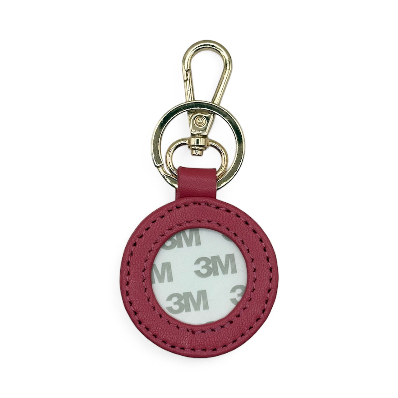 Pink Leather Self Finishing Round Key Fob