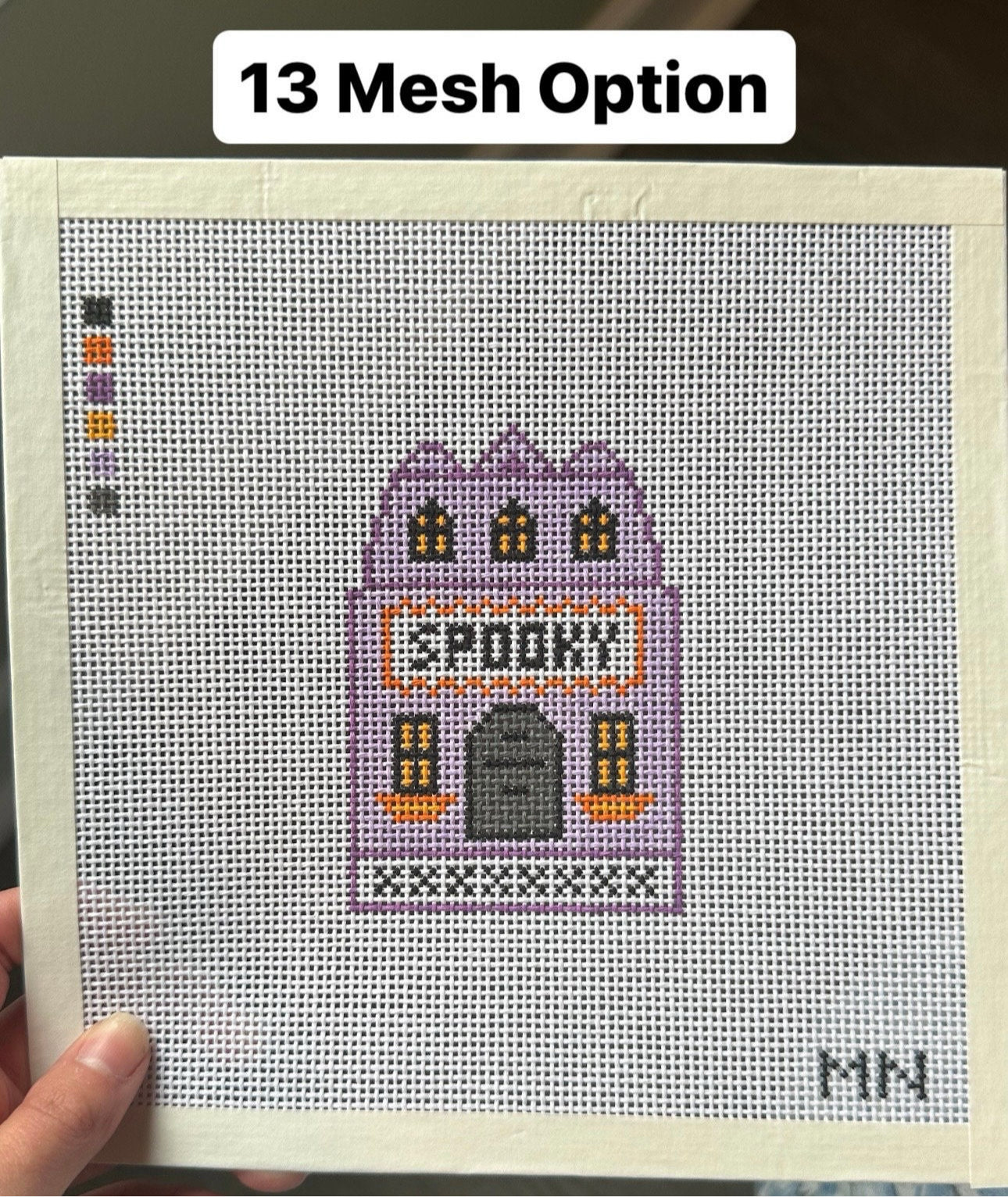 Spooky Village House Hand Painted Needlepoint Canvas