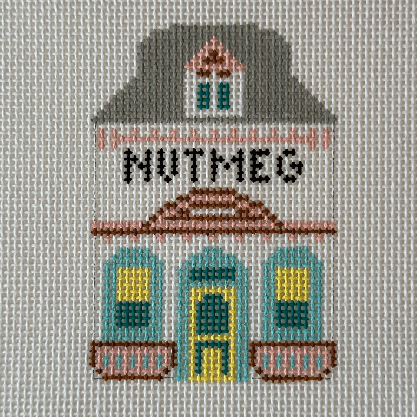 Nutmeg Village House Hand Painted Needlepoint Canvas
