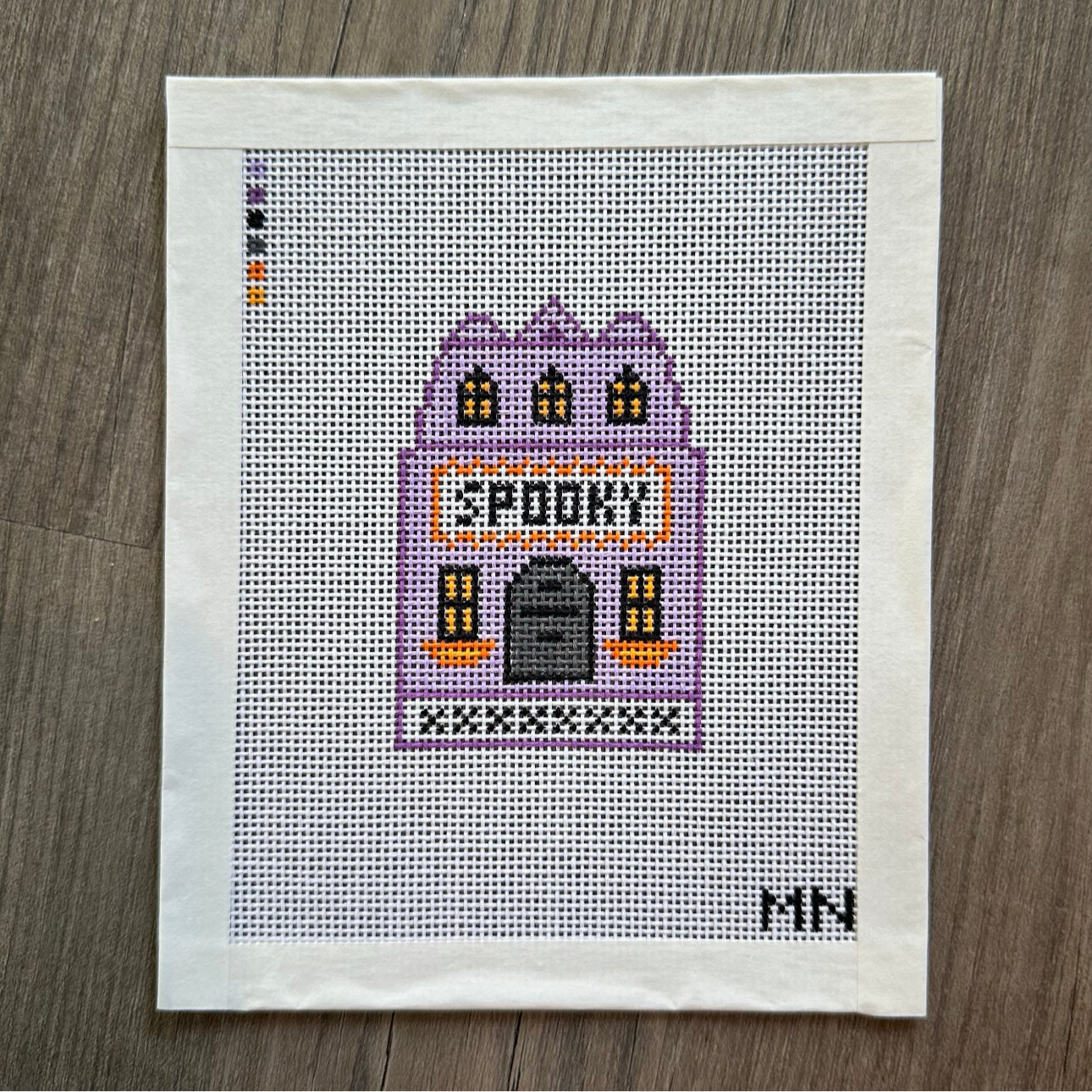Spooky Village House Hand Painted Needlepoint Canvas