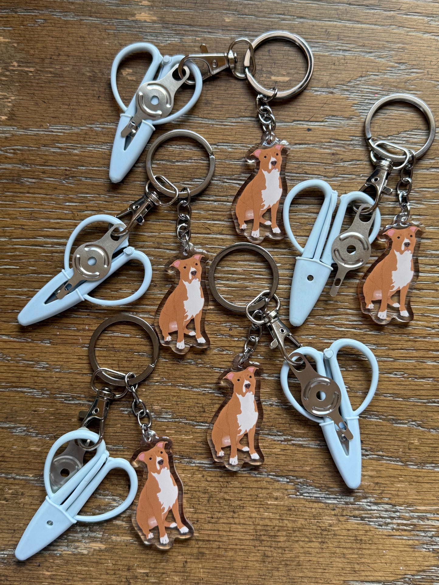 Brown & White Pit Bull Notion Keychain