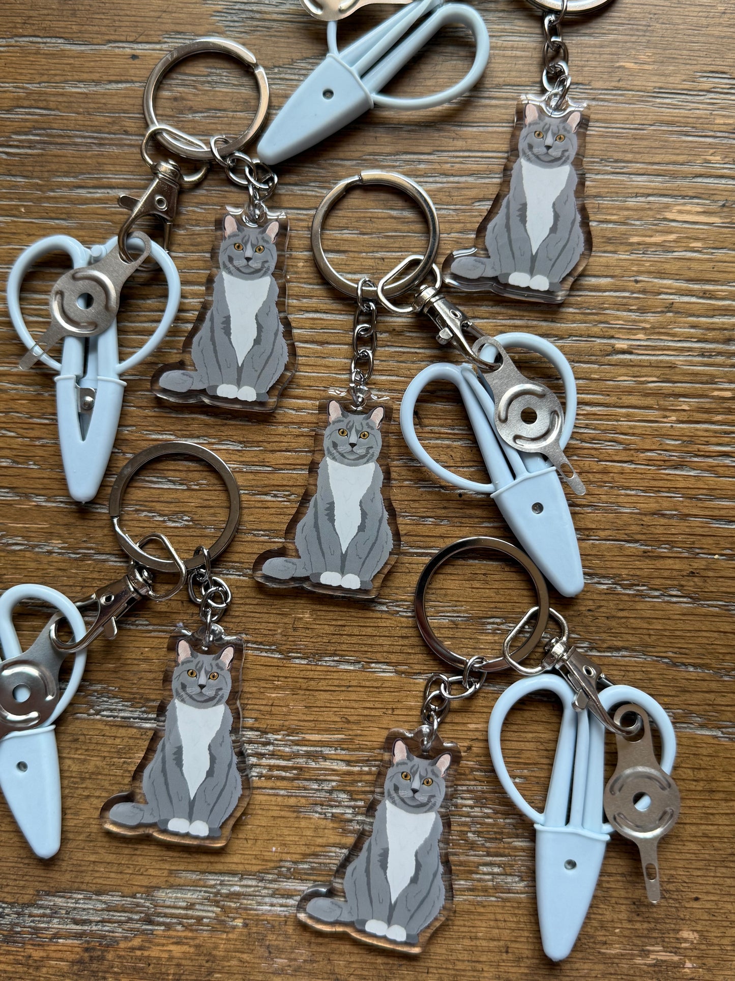 Gray & White Tuxedo Cat Notion Keychain