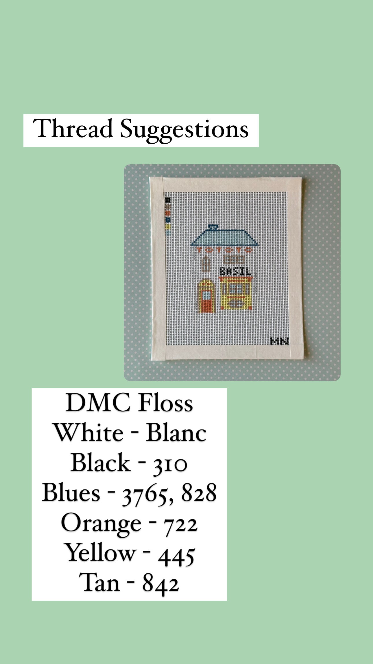 Basil Village House Hand Painted Needlepoint Canvas