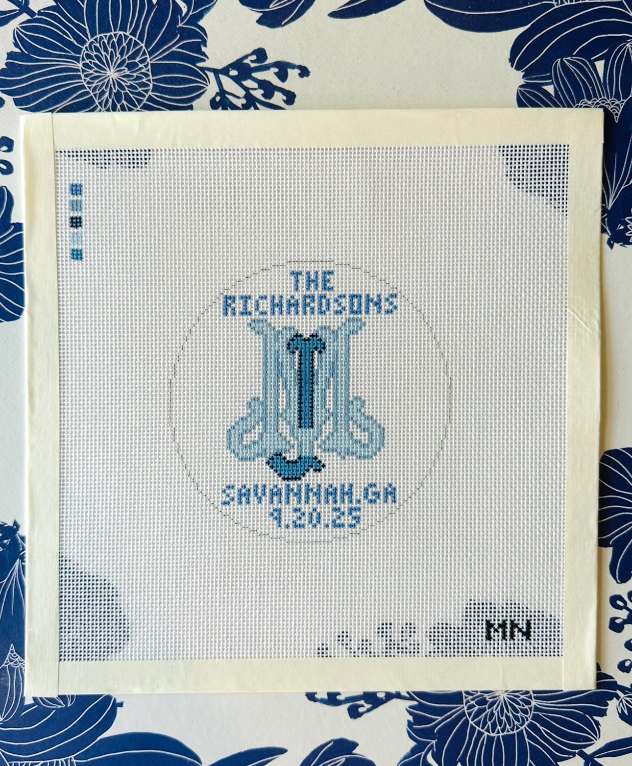 Custom Interlocking Monogram Needlepoint Canvas