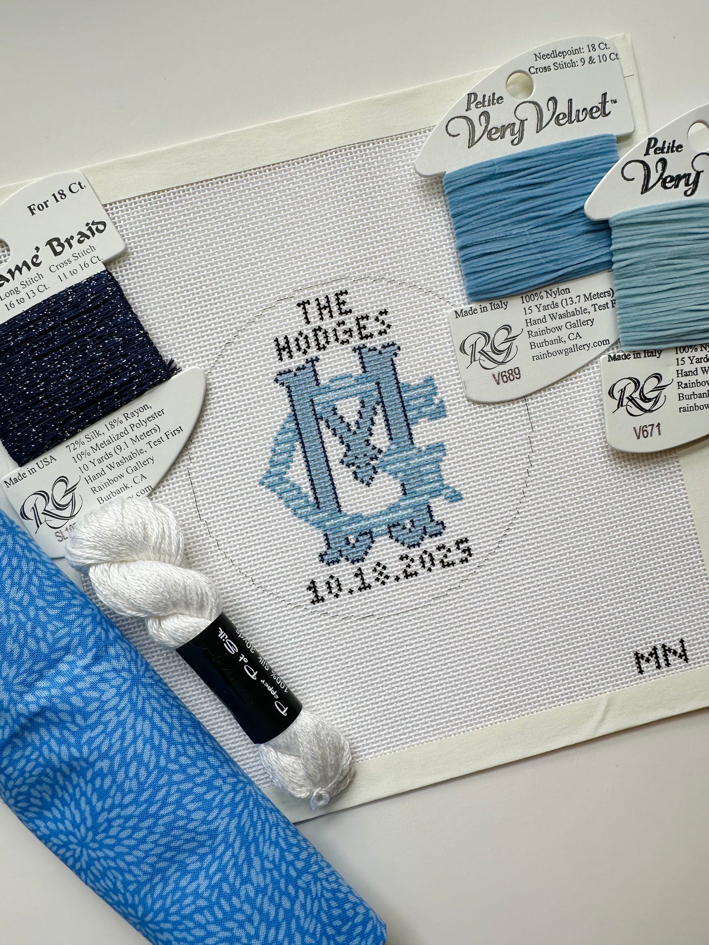 Custom Interlocking Monogram Needlepoint Canvas