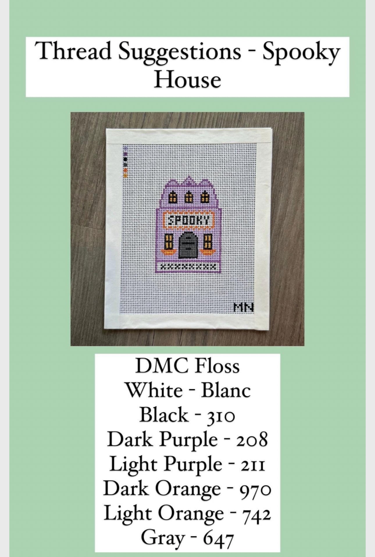 Spooky Village House Hand Painted Needlepoint Canvas