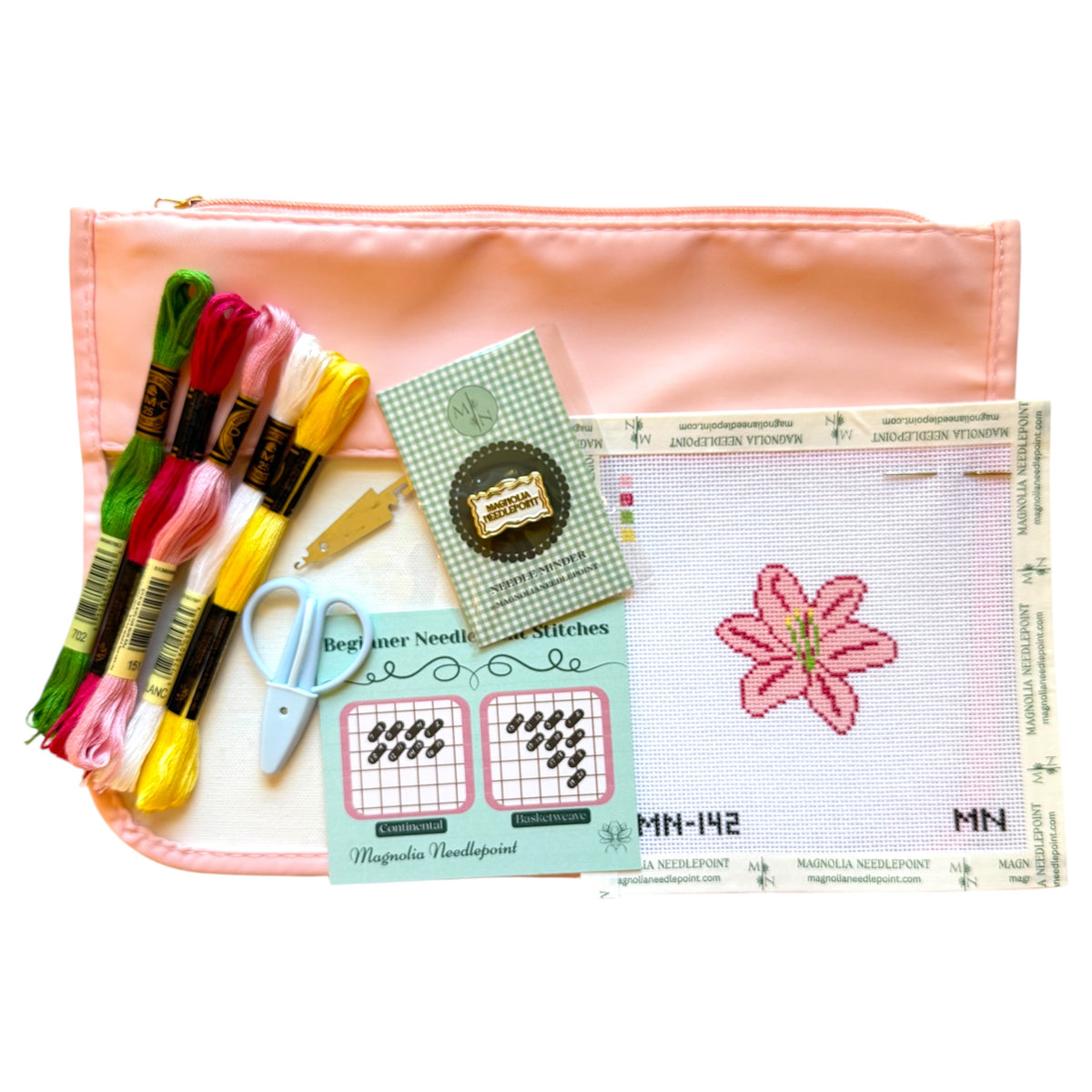 Pink Lily Flower Needlepoint Kit