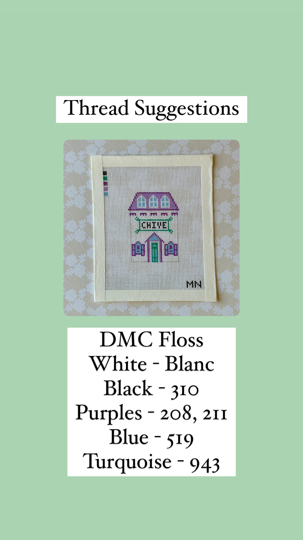 Chive Village House Hand Painted Needlepoint Canvas