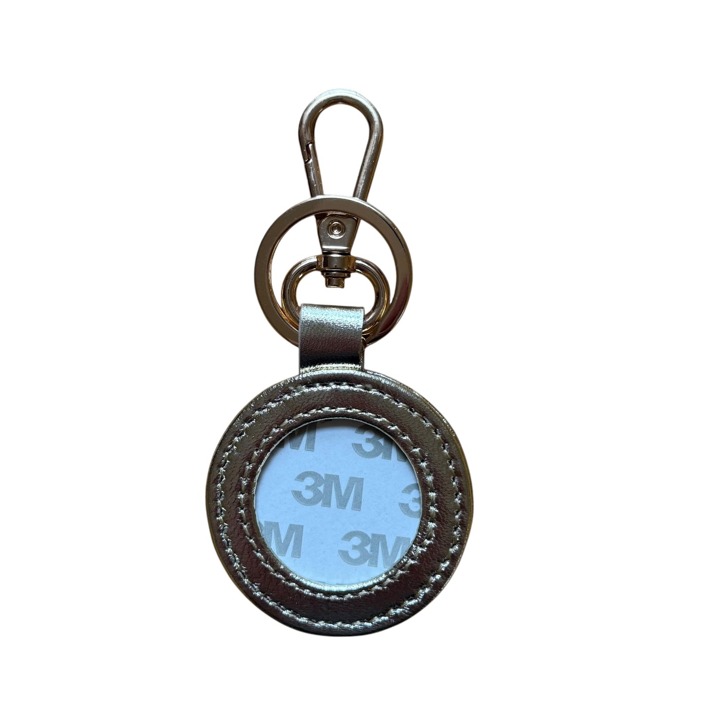 Gold Metallic Leather Self Finishing Round Key Fob