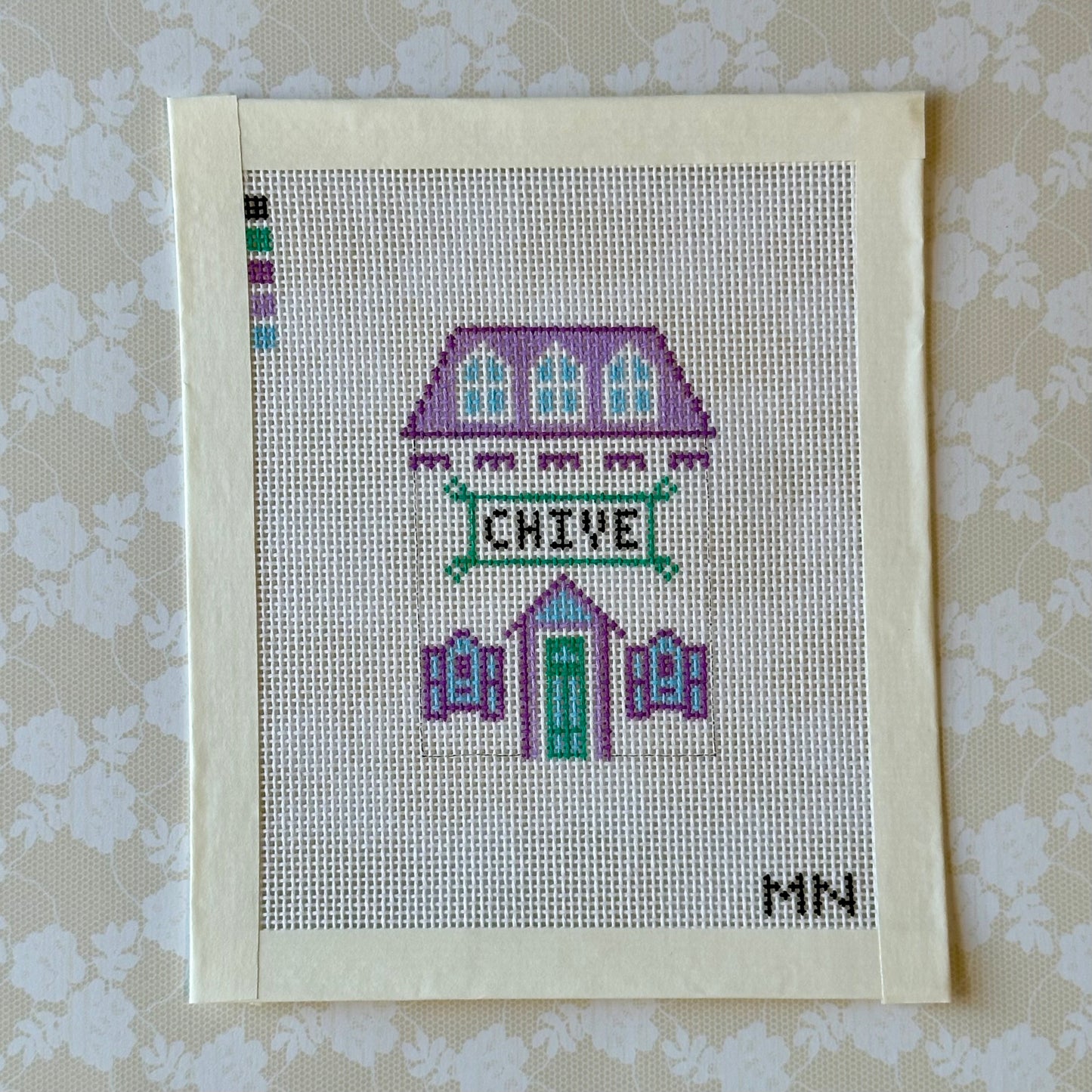 Chive Village House Hand Painted Needlepoint Canvas
