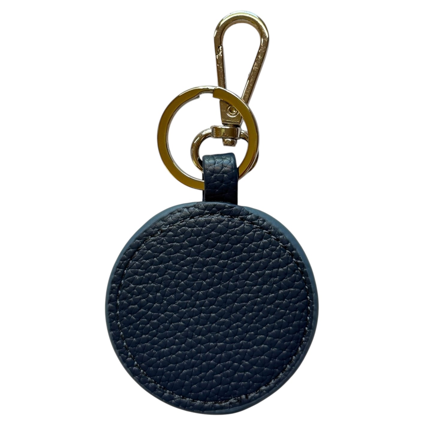 Navy Blue Pebbled Self Finishing Round Key Fob