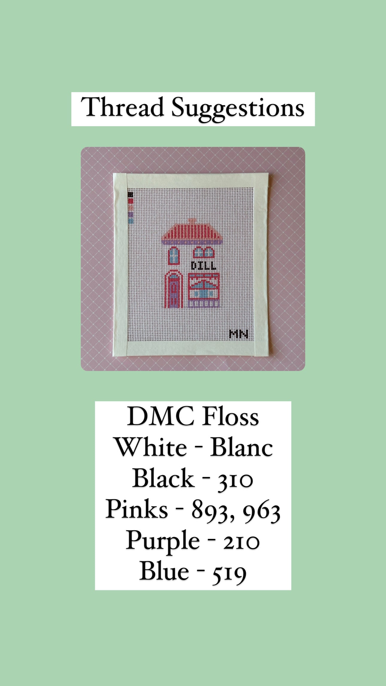 Dill Village House Hand Painted Needlepoint Canvas