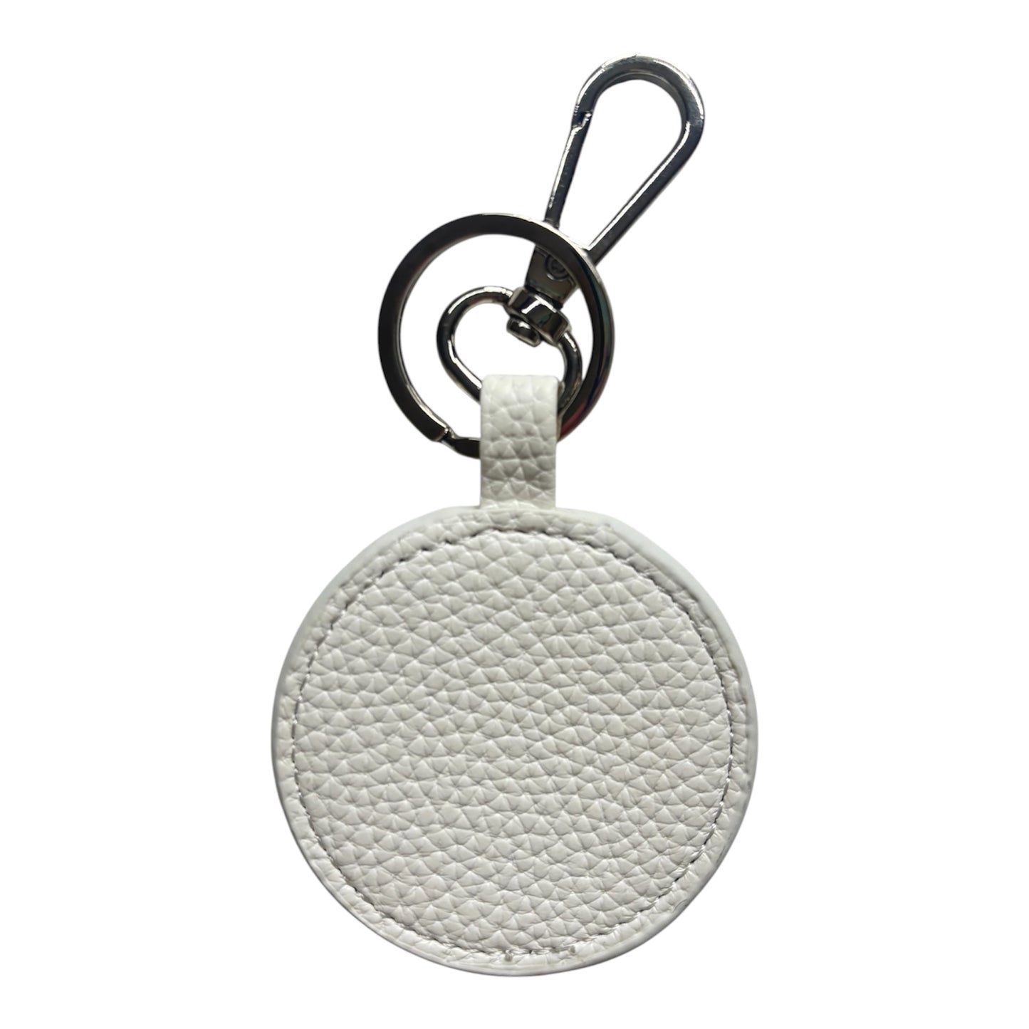 White Pebbled Self Finishing Round Key Fob