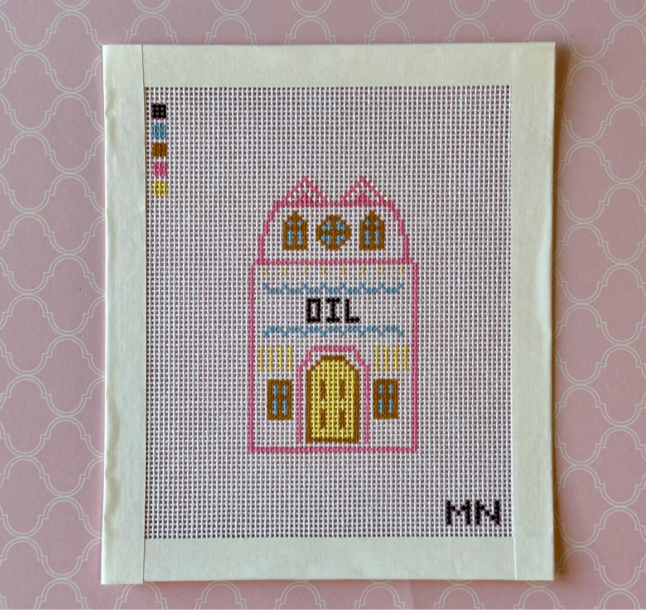 Oil Village House Hand Painted Needlepoint Canvas