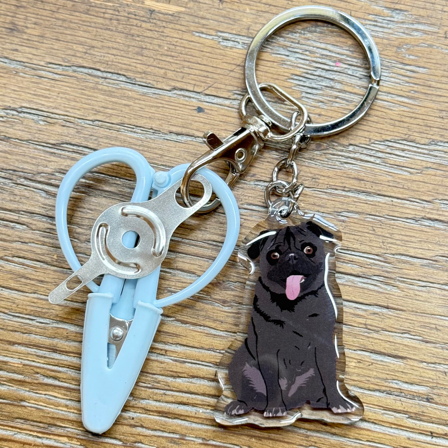 Black Pug Notion Keychain