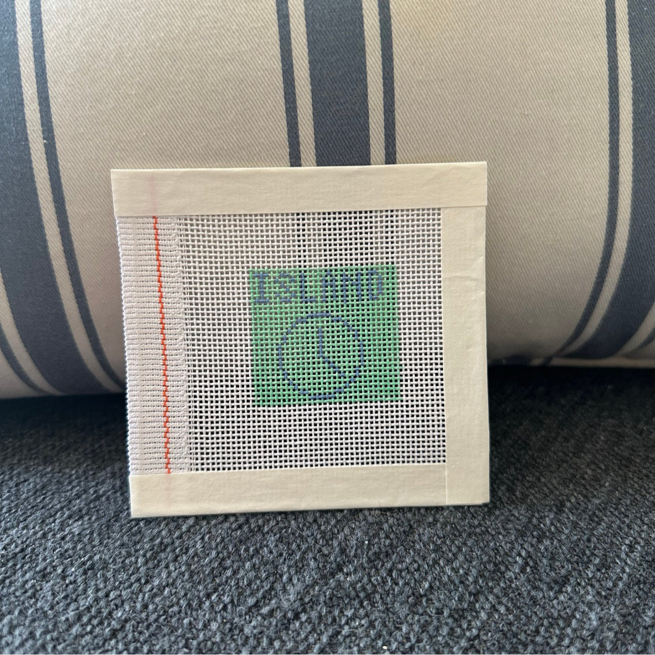 Mini Island Time Needlepoint Bag Patch / Ornament Canvas 1.5” Square Hand Painted on 18 Count Mesh