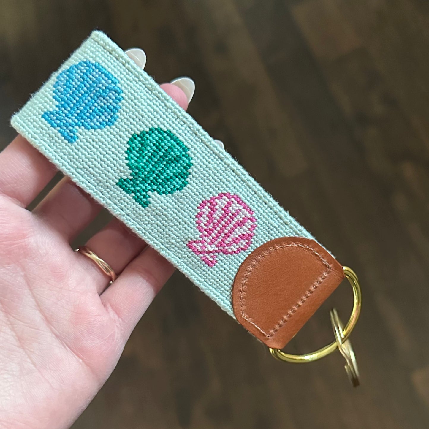 Rainbow Seashell Keychain Key Fob