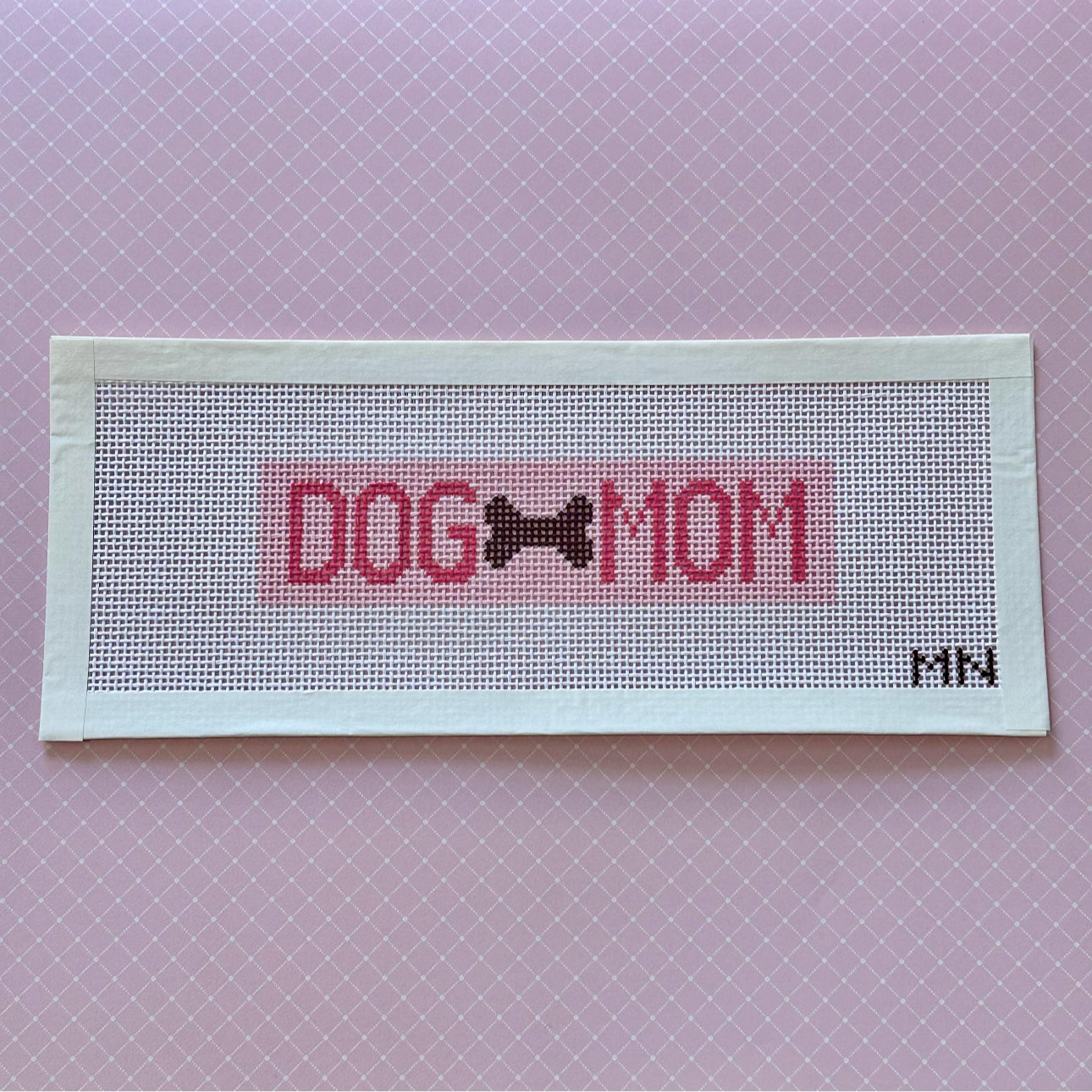 Dog Mom Needlepoint Canvas Key Fob Hand Painted on 13 Count Mesh Canvas