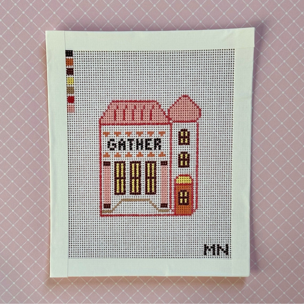 Gather Village House Hand Painted Needlepoint Canvas