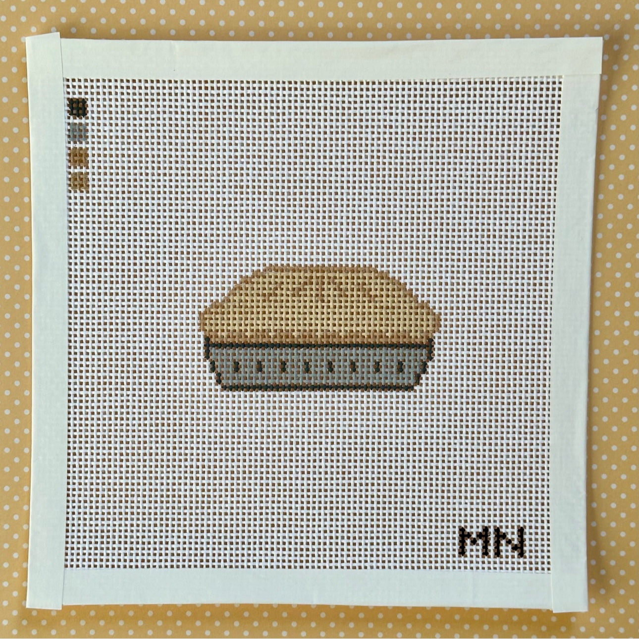 Apple Pie Hand Painted Needlepoint Canvas on 13 Count Canvas