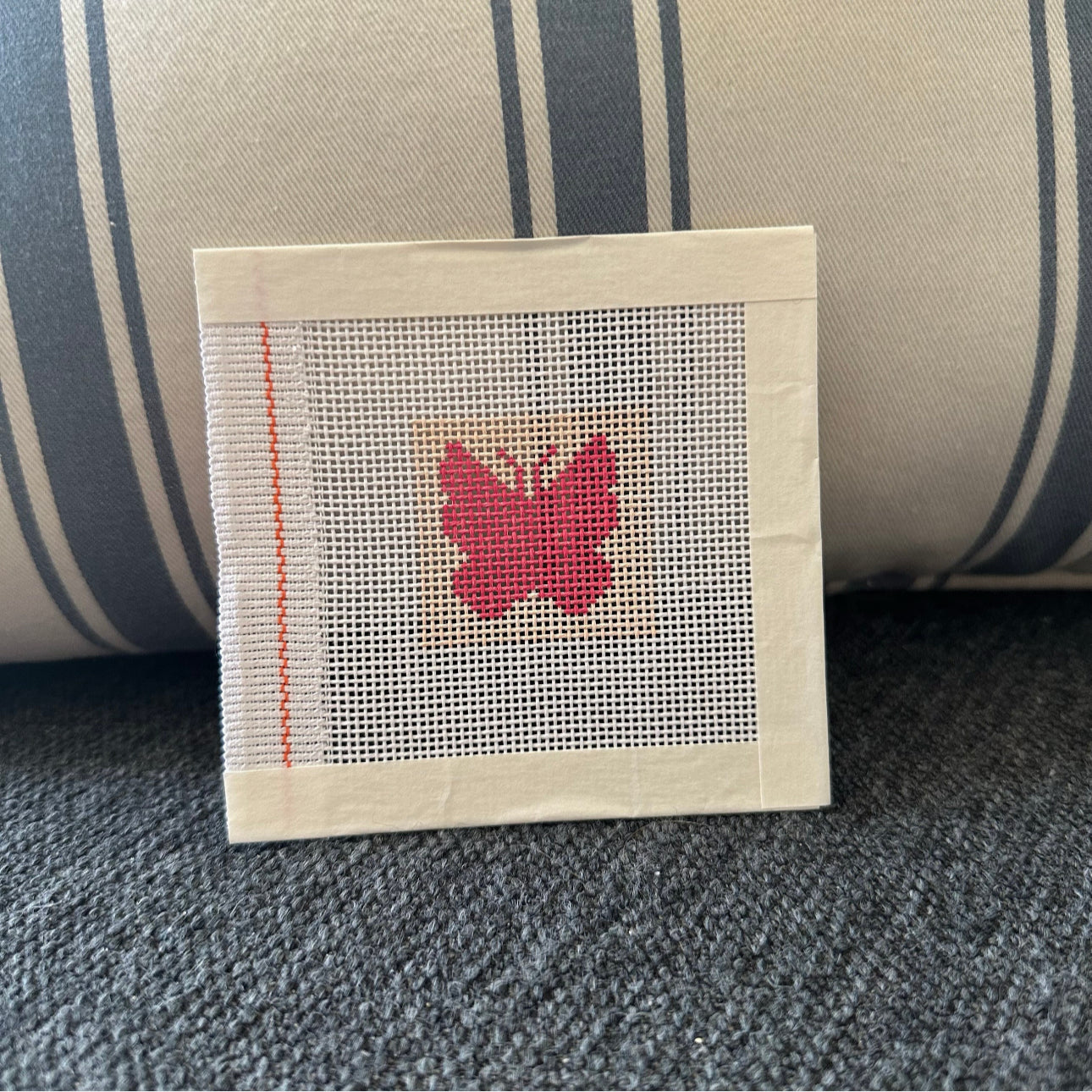 Mini Butterfly Needlepoint Bag Patch / Ornament Canvas 1.5” Square Hand Painted on 18 Count Mesh