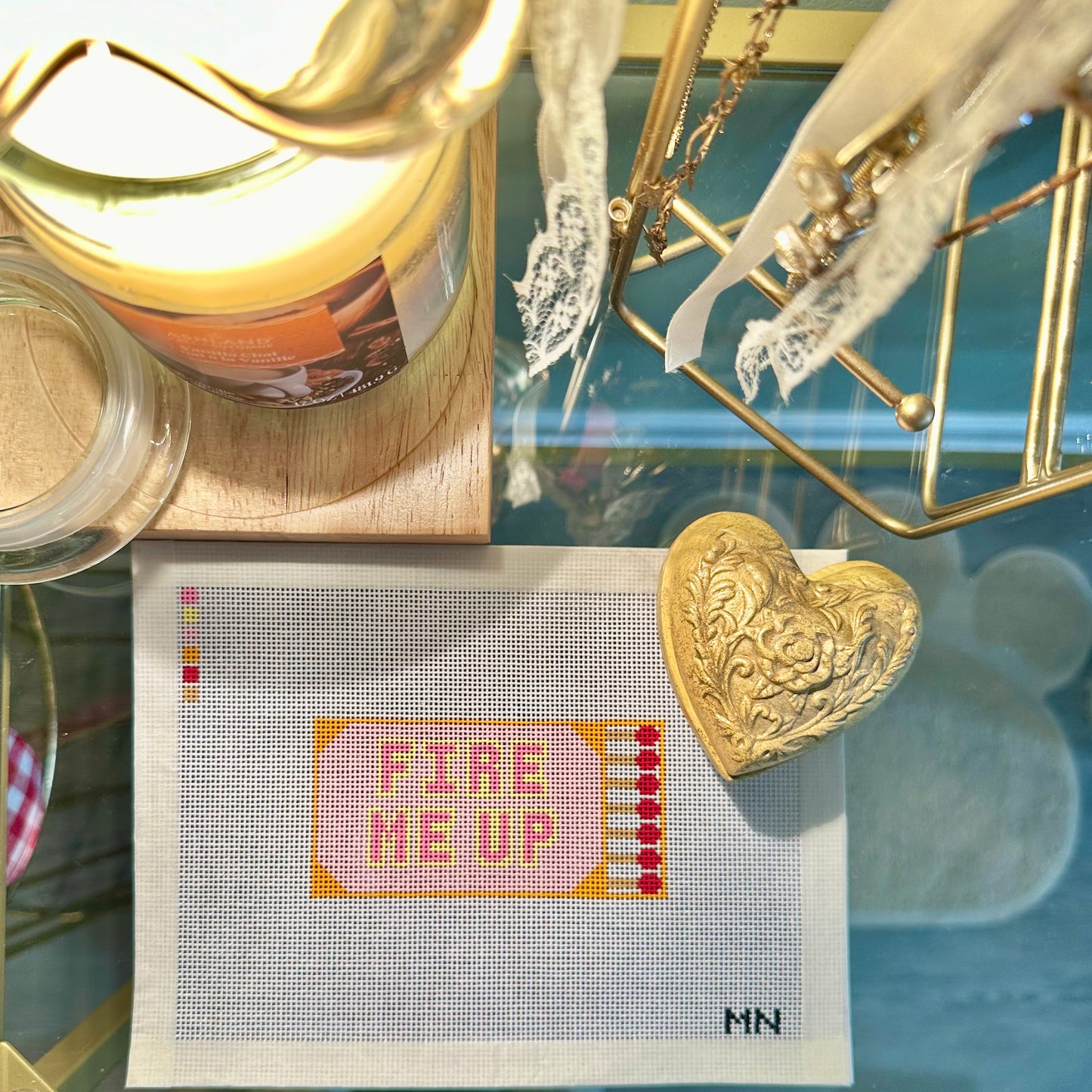 Fire Me Up Matchbox 18 Count Hand Painted Needlepoint Canvas