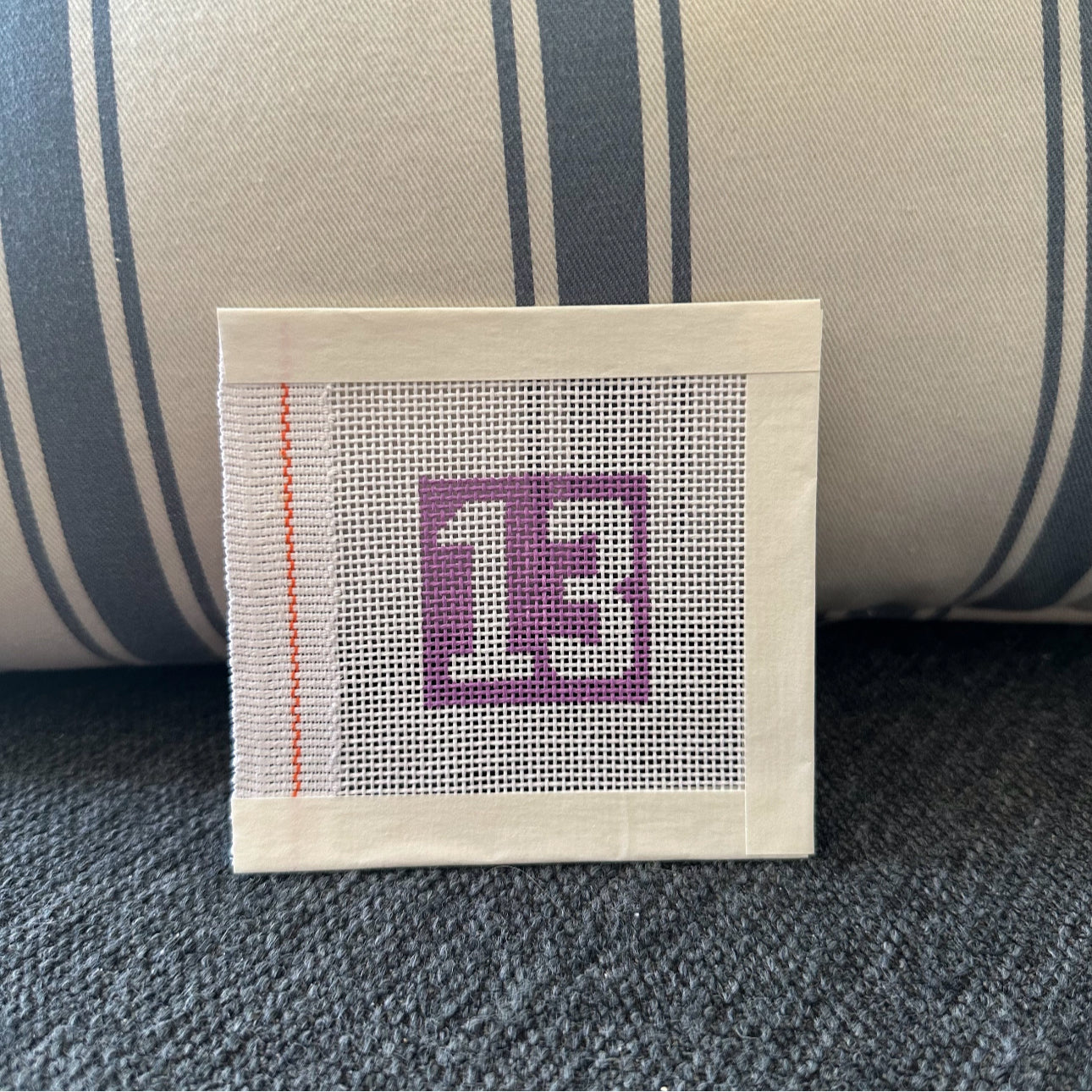 Mini “13” Needlepoint Bag Patch / Ornament Canvas 1.5” Square Hand Painted on 18 Count Mesh