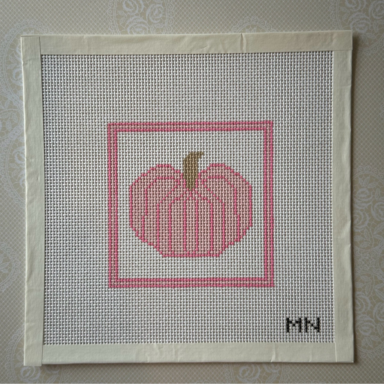 Pumpkins Bundle (4) 4” Square Hand Painted Needlepoint Canvas on 13 Count Canvas