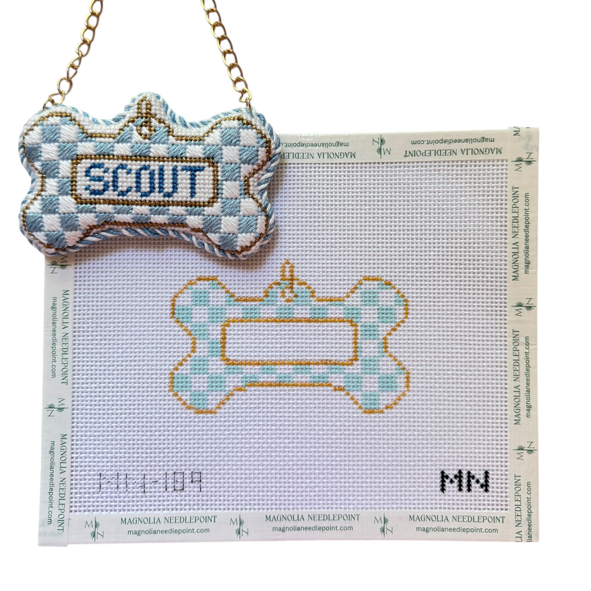 Preorder - Blue Check Dog Tag Canvas