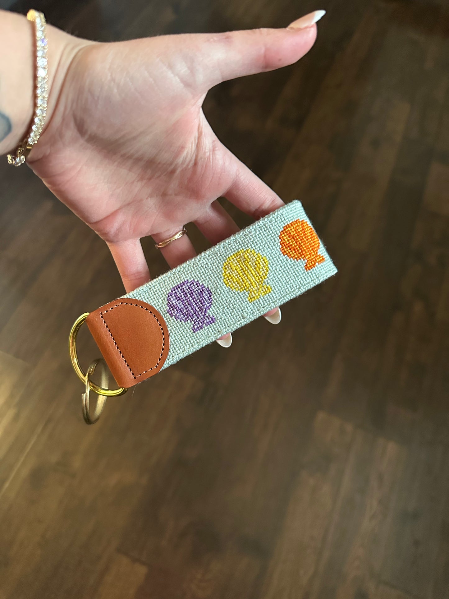 Rainbow Seashell Keychain Key Fob