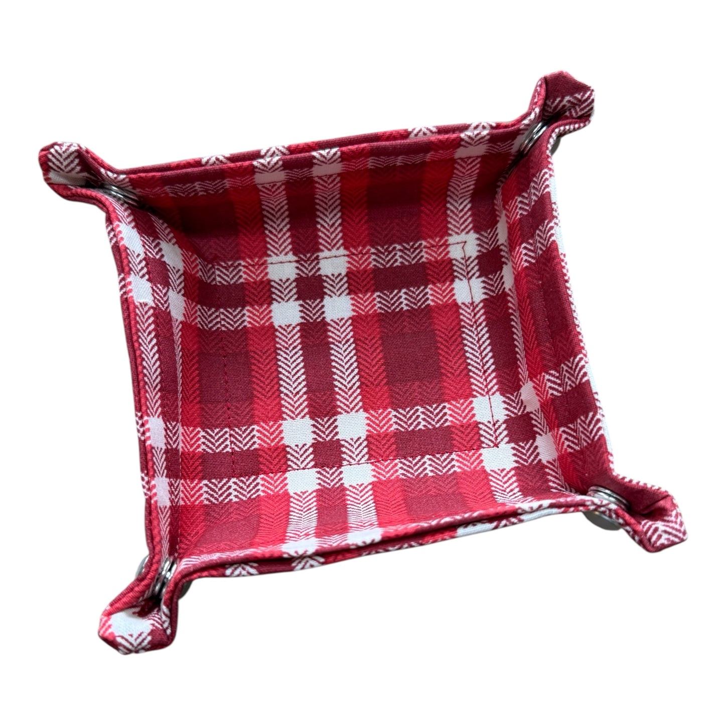 Red Plaid Fabric Snap Tray