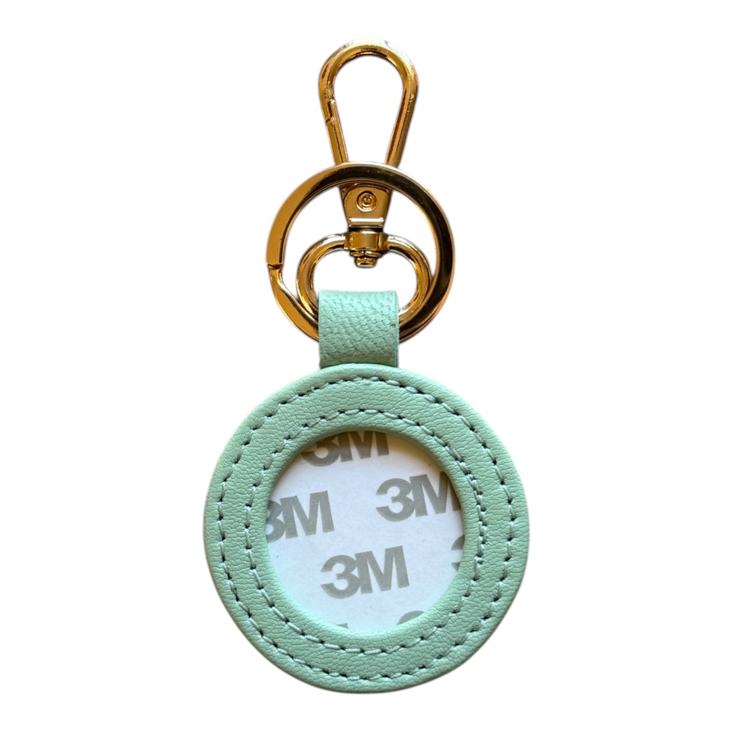 Light Sage Green Leather Self Finishing Round Key Fob