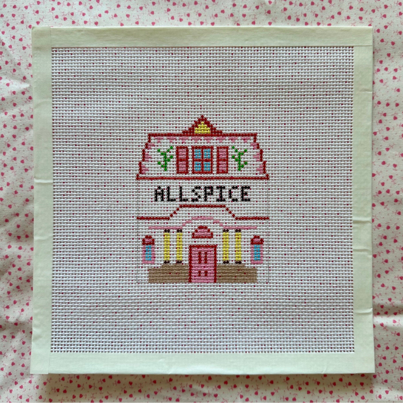 All Spice Shaker Village House Hand Painted Needlepoint Canvas