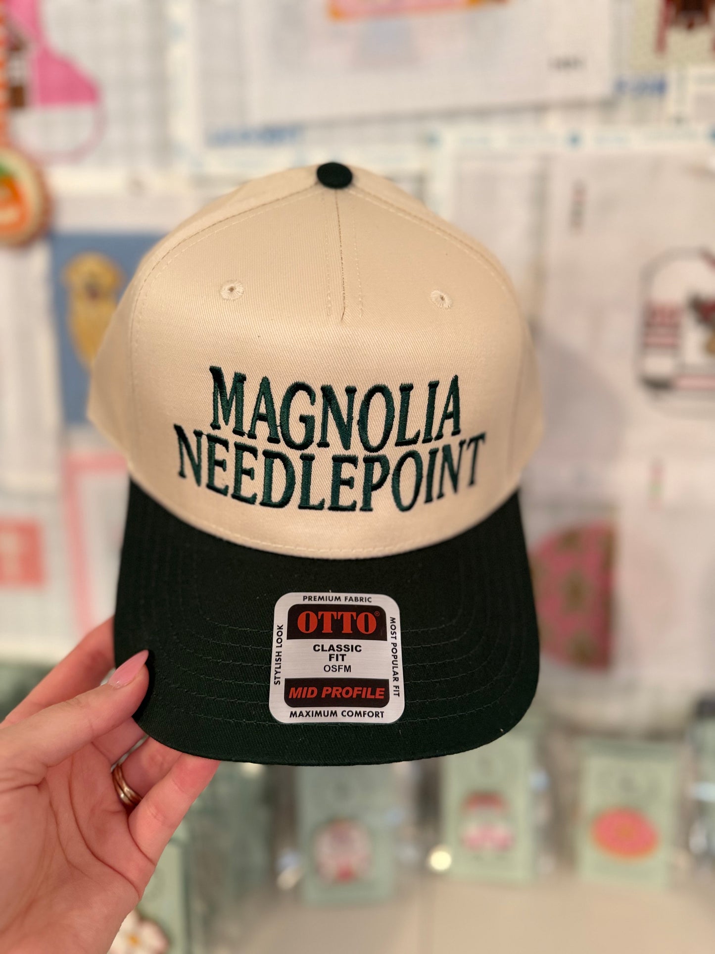 Magnolia Needlepoint Trucker Hat