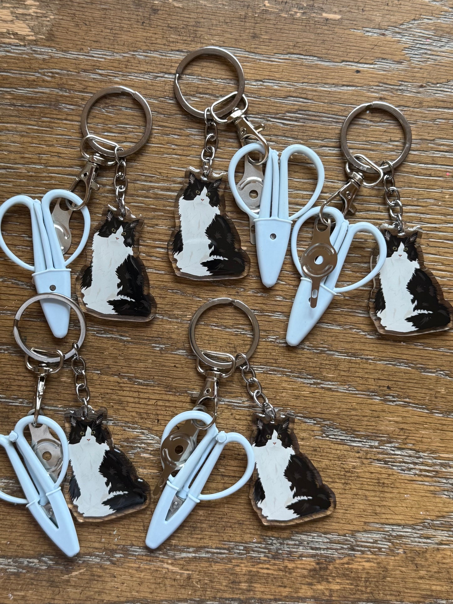 Tuxedo Long Haired Cat Notion Keychain