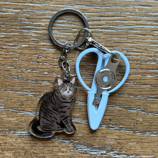 Brown / Gray Tabby Cat Notion Keychain