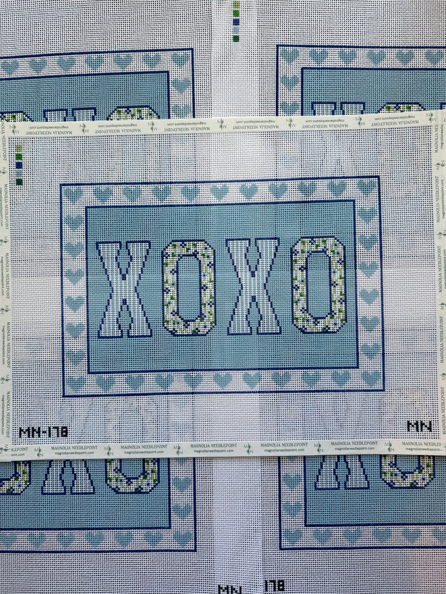 XOXO Block Letters on Blue Lumbar Pillow