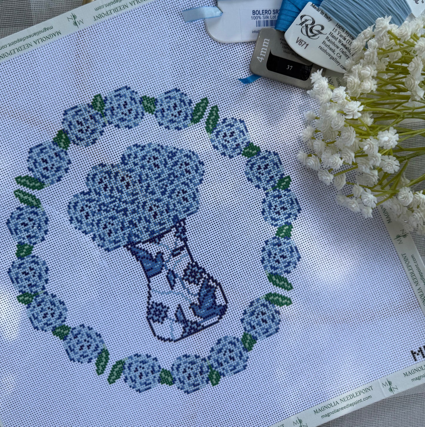 Porcelain Blooms Hydrangea Wreath