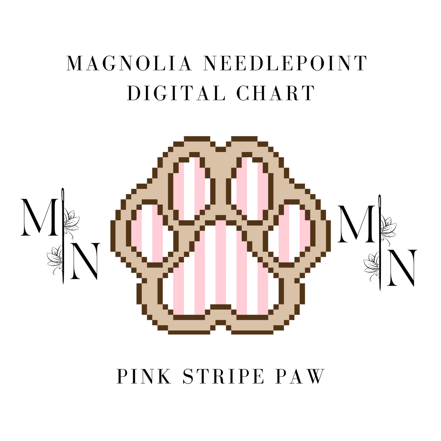 Pink Stripe Paw Digital Download Needlepoint Chart
