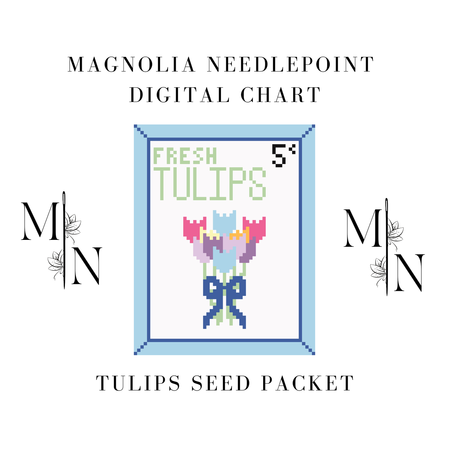 Tulips Seed Packet Digital Download Needlepoint Chart