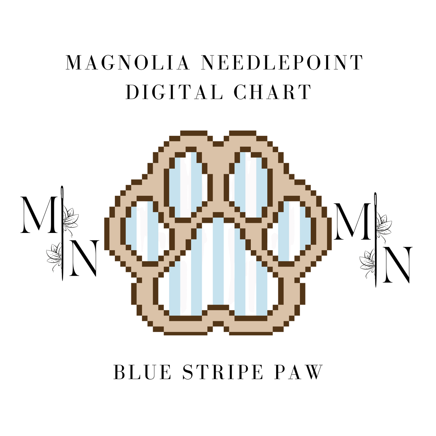 Blue Stripe Paw Digital Download Needlepoint Chart