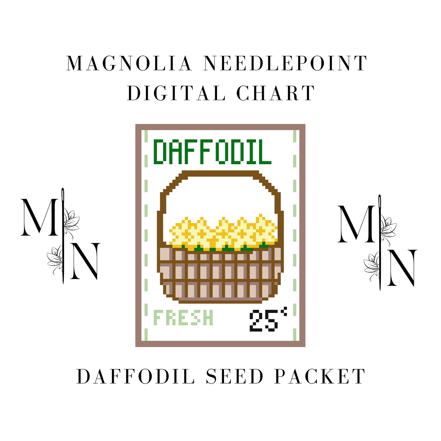 Daffodil Seed Packet Digital Download Needlepoint Chart
