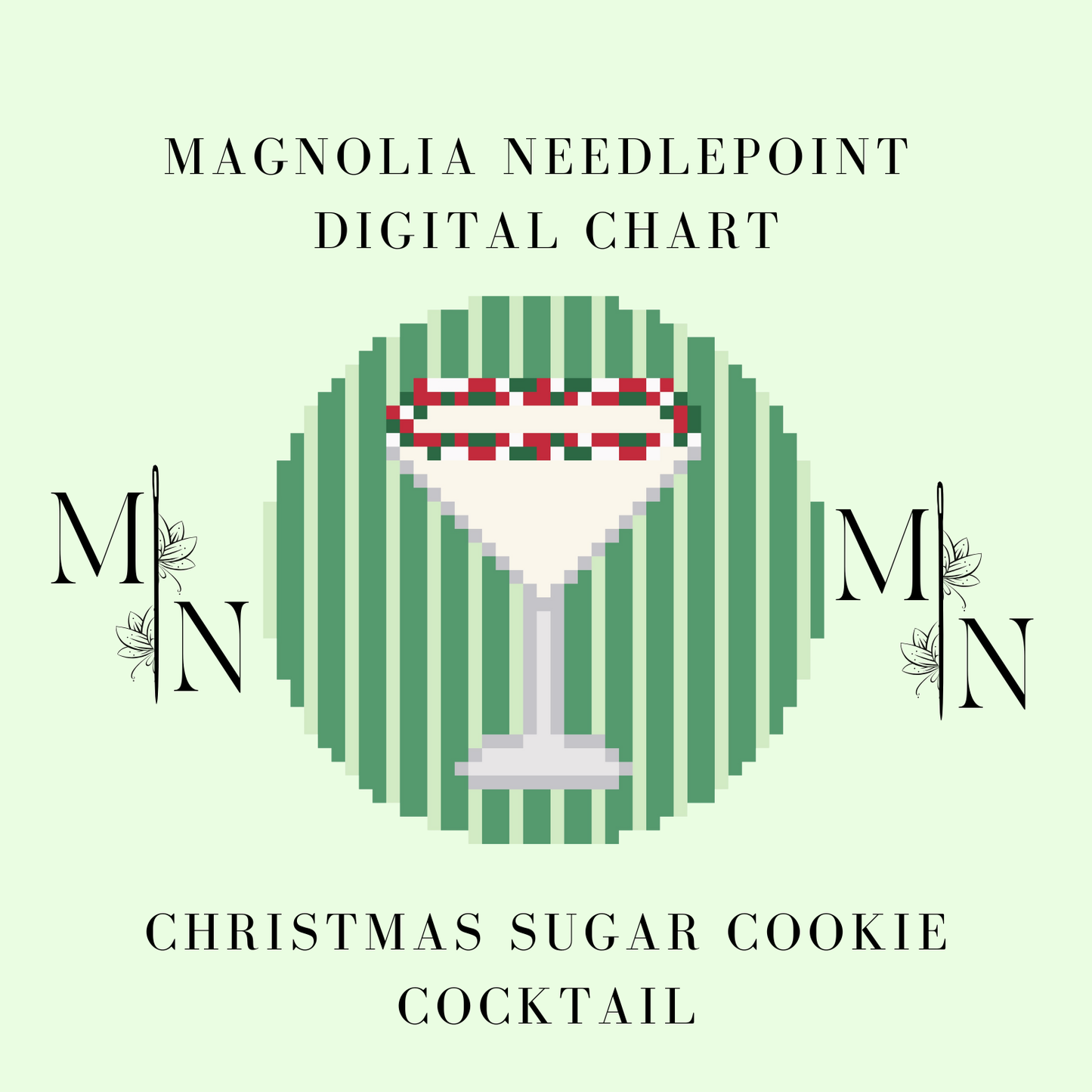 Christmas Sugar Cookie Cocktail Digital Download Needlepoint Chart