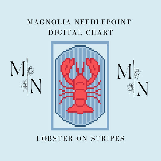 Lobster On Stripes Digital Download Needlepoint Chart